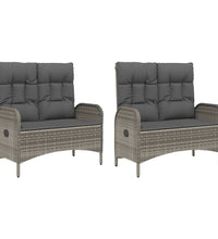 5-tlg. Garten-Essgruppe mit Kissen Grau Poly Rattan