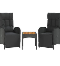 5-tlg. Garten-Essgruppe mit Kissen Schwarz Poly Rattan
