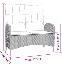 3-tlg. Garten-Essgruppe mit Kissen Grau Poly Rattan