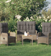 3-tlg. Garten-Essgruppe mit Kissen Grau Poly Rattan