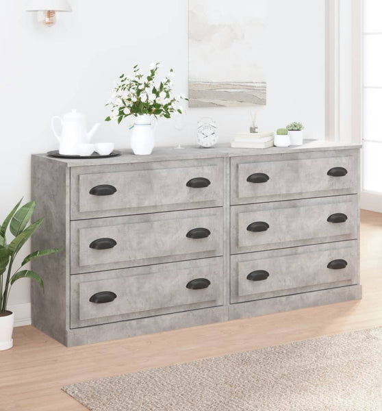 Sideboards 2 Stk. Betongrau Holzwerkstoff