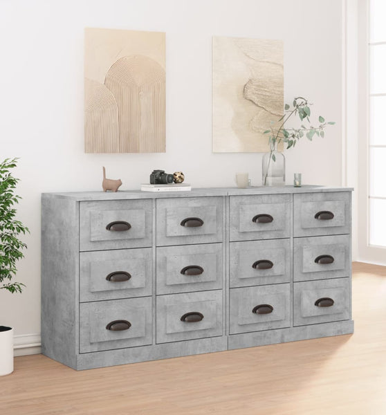 Sideboards 2 Stk. Betongrau Holzwerkstoff