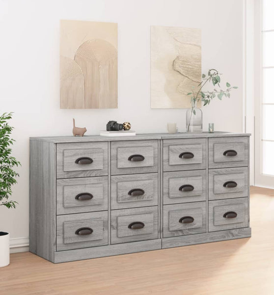 Sideboards 2 Stk. Grau Sonoma Holzwerkstoff