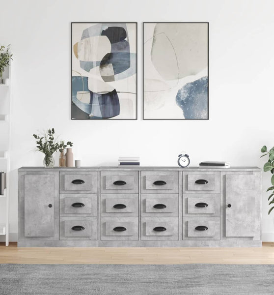 Sideboards 3 Stk. Betongrau Holzwerkstoff