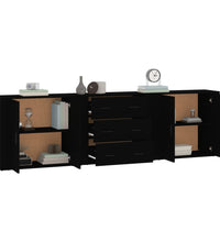 Sideboards 3 Stk. Schwarz Holzwerkstoff