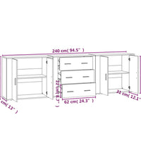 Sideboards 3 Stk. Schwarz Holzwerkstoff