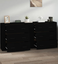 Sideboards 2 Stk. Schwarz Holzwerkstoff