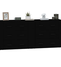 Sideboards 2 Stk. Schwarz Holzwerkstoff