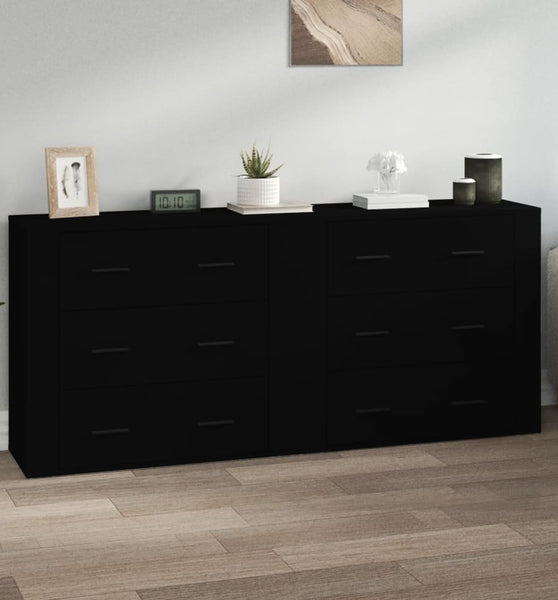 Sideboards 2 Stk. Schwarz Holzwerkstoff