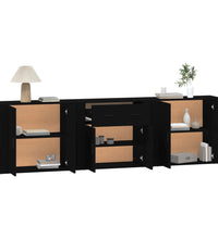 Sideboards 3 Stk. Schwarz Holzwerkstoff