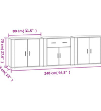 Sideboards 3 Stk. Räuchereiche Holzwerkstoff