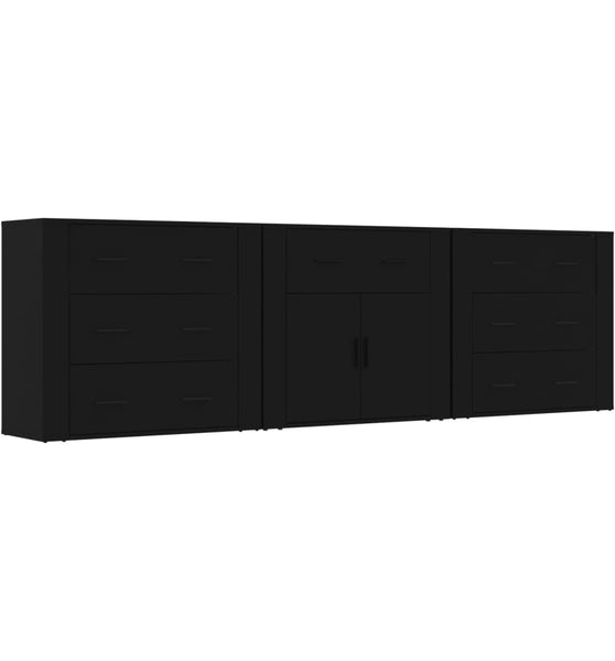 Sideboards 3 Stk. Schwarz Holzwerkstoff