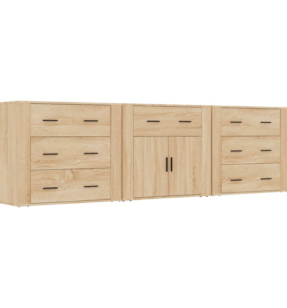 Sideboards 3 Stk. Sonoma-Eiche Holzwerkstoff