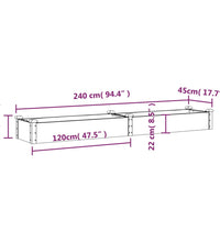 Hochbeet mit Einsatz Grau 240x45x25 cm Massivholz Tanne