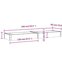 Hochbeet mit Einsatz Grau 240x60x25 cm Massivholz Tanne