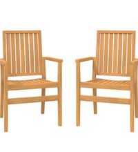 Stapelbare Gartenstühle 2 Stk. 56,5x57,5x91 cm Massivholz Teak