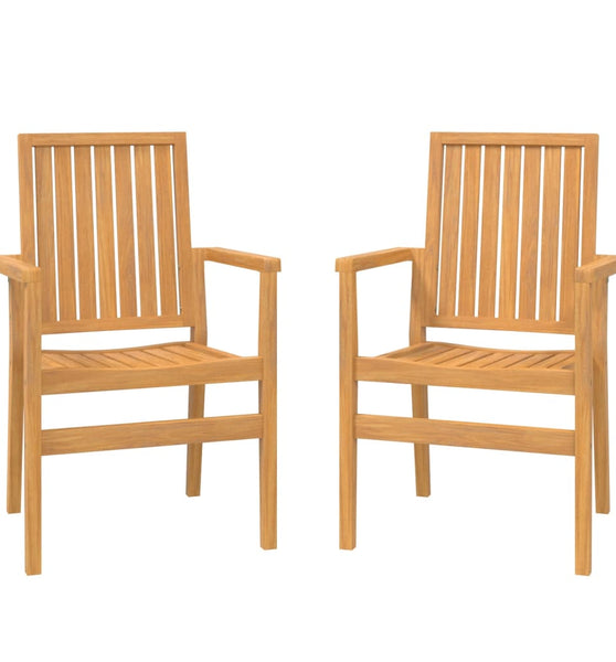 Stapelbare Gartenstühle 2 Stk. 56,5x57,5x91 cm Massivholz Teak