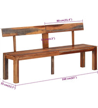 Sitzbank mit Rückenlehne 160 cm Grau Massivholz Akazie