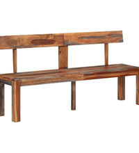 Sitzbank mit Rückenlehne 160 cm Grau Massivholz Akazie