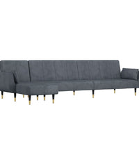 Schlafsofa in L-Form Dunkelgrau 275x140x70 cm Samt