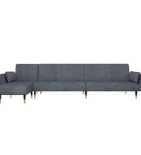 Schlafsofa in L-Form Dunkelgrau 275x140x70 cm Samt