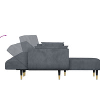 Schlafsofa in L-Form Dunkelgrau 275x140x70 cm Samt