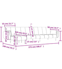 Schlafsofa in L-Form Dunkelgrau 275x140x70 cm Samt