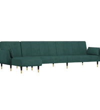 Schlafsofa in L-Form Dunkelgrün 275x140x70 cm Samt