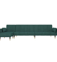 Schlafsofa in L-Form Dunkelgrün 275x140x70 cm Samt