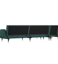 Schlafsofa in L-Form Dunkelgrün 275x140x70 cm Samt