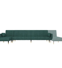 Schlafsofa in L-Form Dunkelgrün 275x140x70 cm Samt