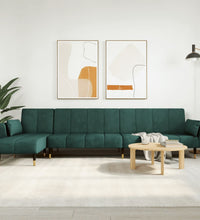 Schlafsofa in L-Form Dunkelgrün 275x140x70 cm Samt