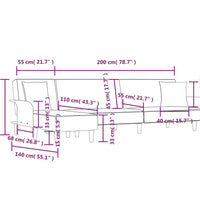 Schlafsofa in L-Form Dunkelgrau 279x140x70 cm Stoff