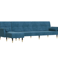 Schlafsofa in L-Form Blau 271x140x70 cm Samt