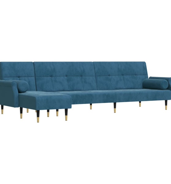 Schlafsofa in L-Form Blau 271x140x70 cm Samt