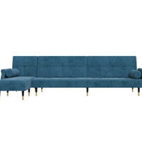 Schlafsofa in L-Form Blau 271x140x70 cm Samt