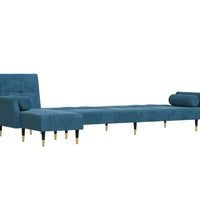 Schlafsofa in L-Form Blau 271x140x70 cm Samt