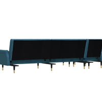 Schlafsofa in L-Form Blau 271x140x70 cm Samt