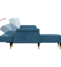 Schlafsofa in L-Form Blau 271x140x70 cm Samt