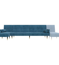 Schlafsofa in L-Form Blau 271x140x70 cm Samt