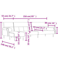 Schlafsofa in L-Form Blau 271x140x70 cm Samt