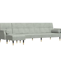 Schlafsofa in L-Form Hellgrau 271x140x70 cm Samt