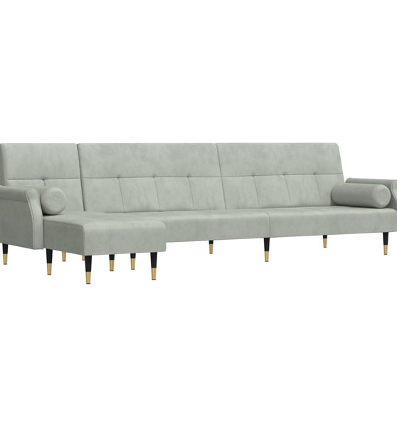 Schlafsofa in L-Form Hellgrau 271x140x70 cm Samt