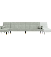 Schlafsofa in L-Form Hellgrau 271x140x70 cm Samt