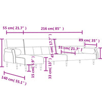 Schlafsofa in L-Form Hellgrau 271x140x70 cm Samt