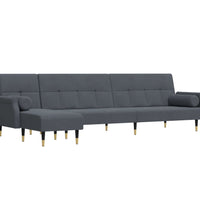 Schlafsofa in L-Form Dunkelgrau 271x140x70 cm Samt