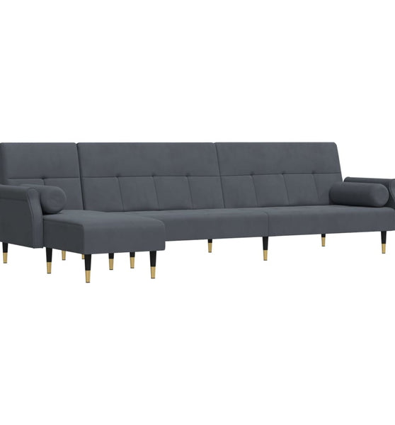 Schlafsofa in L-Form Dunkelgrau 271x140x70 cm Samt