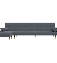 Schlafsofa in L-Form Dunkelgrau 271x140x70 cm Samt