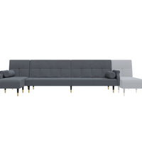 Schlafsofa in L-Form Dunkelgrau 271x140x70 cm Samt