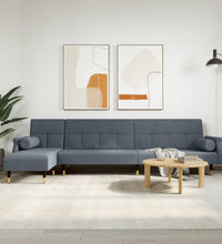 Schlafsofa in L-Form Dunkelgrau 271x140x70 cm Samt
